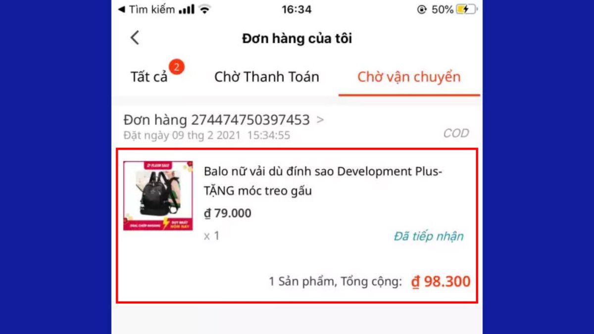 Cách hủy đơn hàng trên Lazada khi chưa đóng gói bằng điện thoại bước 2 