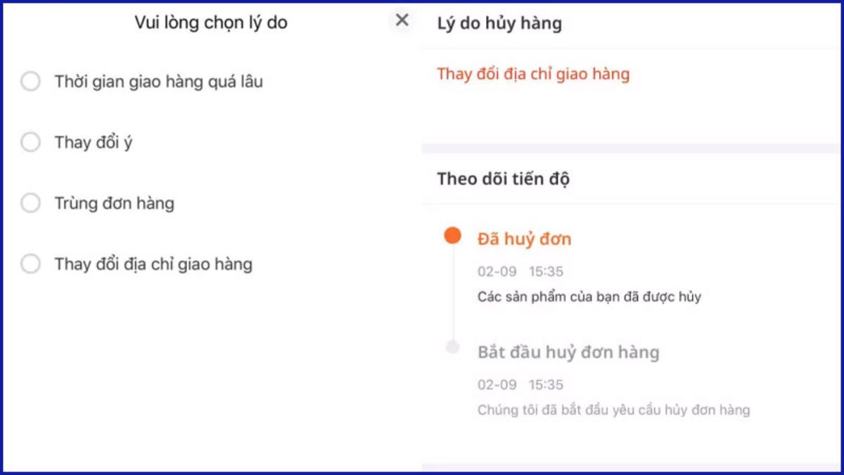 Cách hủy đơn hàng trên Lazada khi chưa đóng gói bằng điện thoại bước 4 