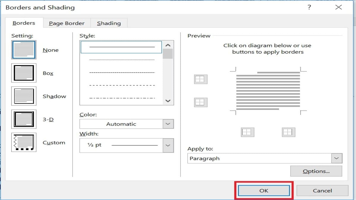 Cách tạo dòng kẻ ngang trong Word bằng Border bước 2