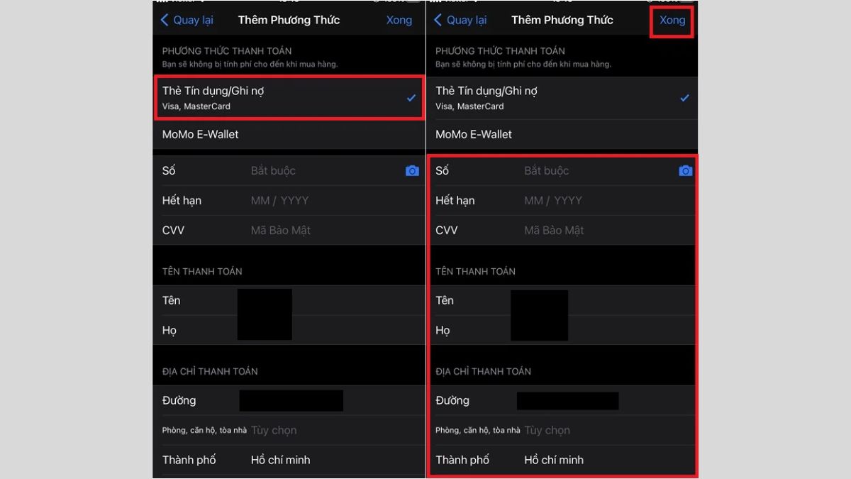 Bước 3: Cách nạp tiền vào AppStore bằng thẻ Visa/Master Card