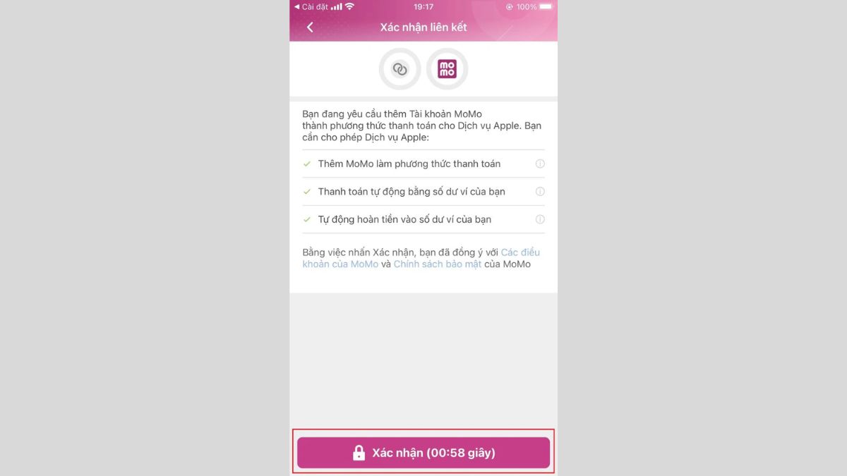 Bước 5: Cách nạp tiền vào AppStore bằng ví điện tử MoMo