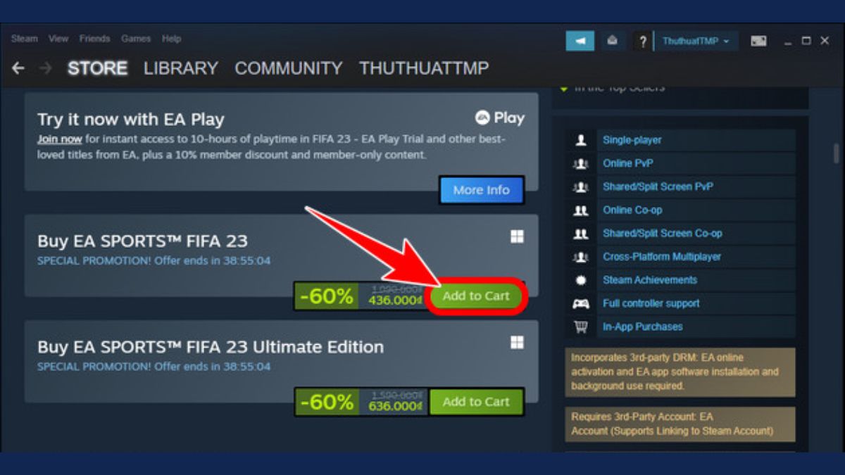 cách tải EA SPORTS FIFA 23 trên steambước 2