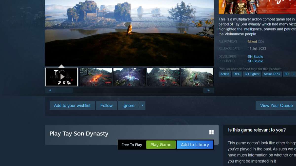 Hướng dẫn cách tải game Triều Đại Tây Sơn trên Steam bước 3