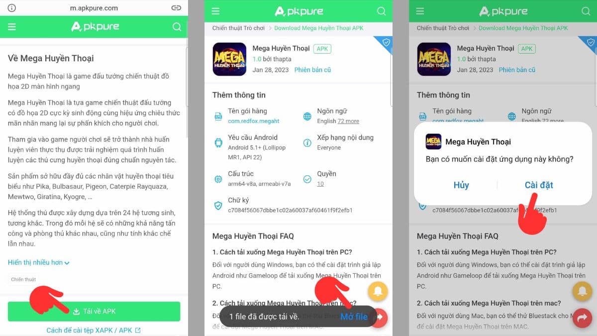 Cách tải Mega Huyền Thoại APK trên Android