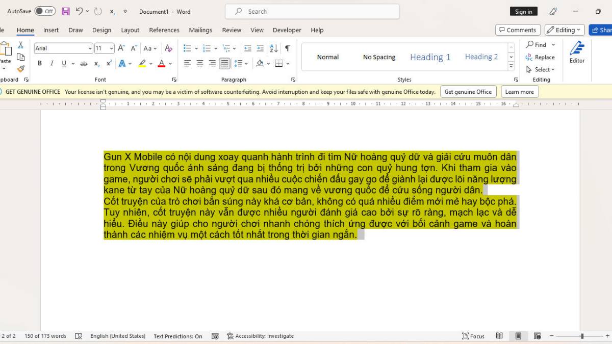 Cách xóa nền trong Word cực đơn giản bằng tính năng Clear All Formatting bước 1