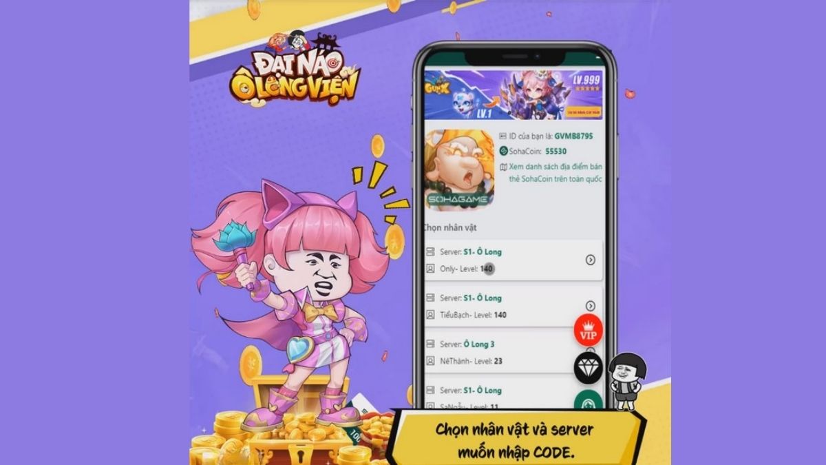 Hướng dẫn cách nhập code Đại Náo Ô Long Viện bước 2