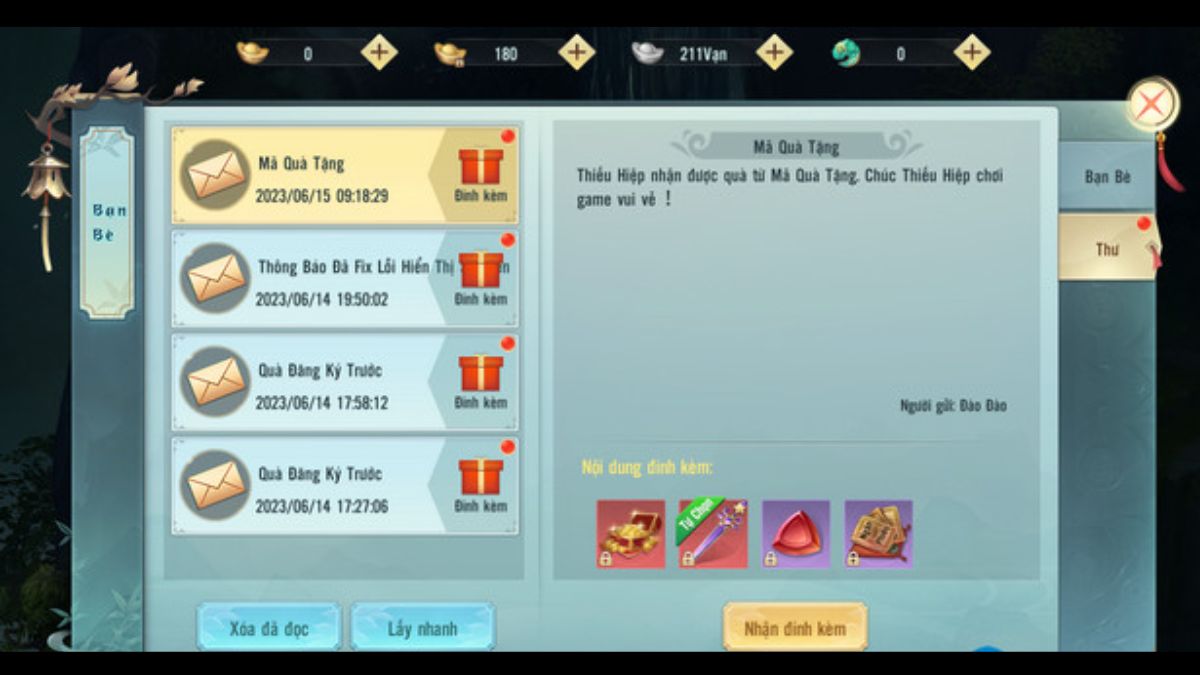 Cách nhập code Hoa Kiếm Mobile bước 5