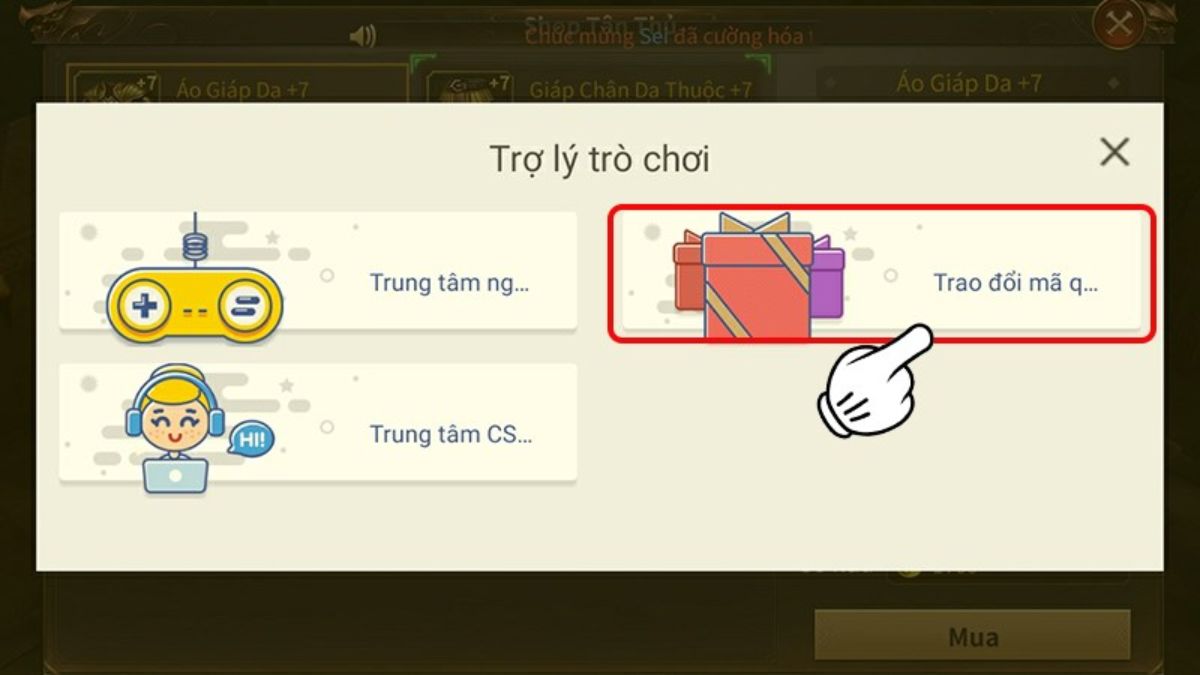 Cách nhập code MU Vượt Thời Đại bước 2
