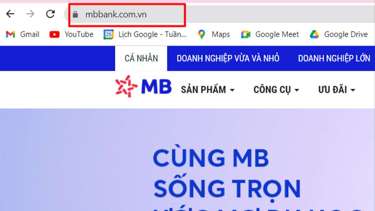 Đăng nhập MB Bank bằng Internet Banking bước 1