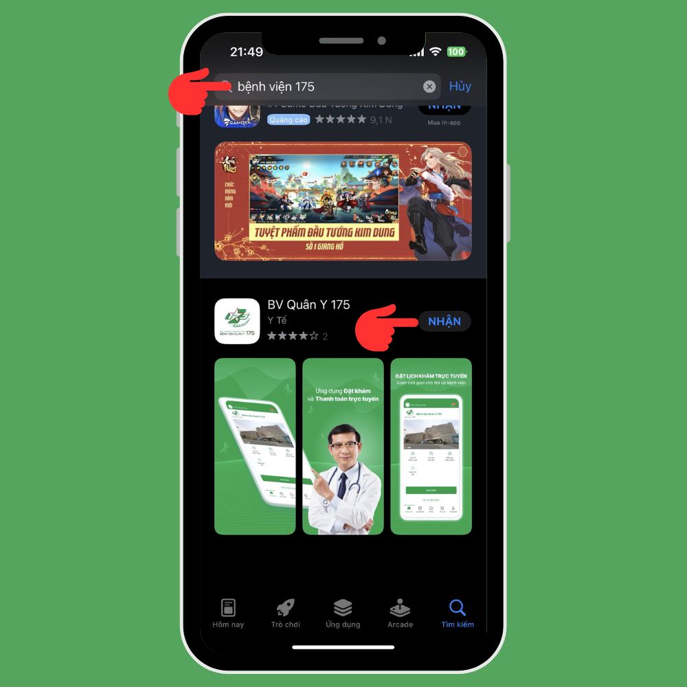Cách đặt lịch khám online qua ứng dụng Bệnh viện Quân y 175 - Hình 1