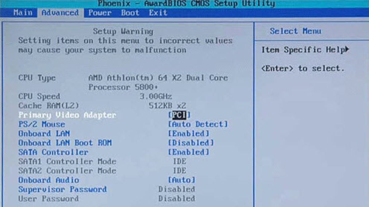 Lỗi với hệ thống BIOS