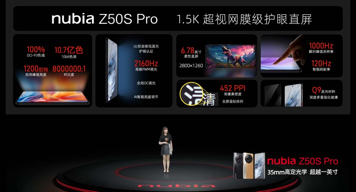 Thông số màn hình trên Nubia Z50S Pro