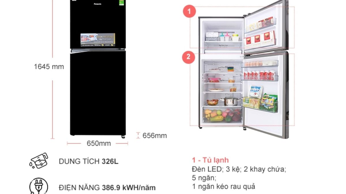 Review tủ lạnh Panasonic Inverter 326 lít NR-BL359PKVN