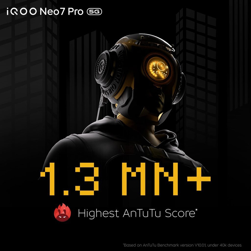 iQOO Neo 7 Pro đạt hơn 1.3 triệu điểm trên AnTuTu