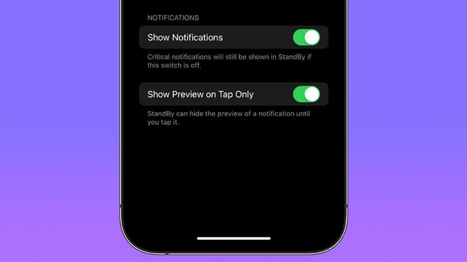 Xem trước thông báo ở chế độ Standby