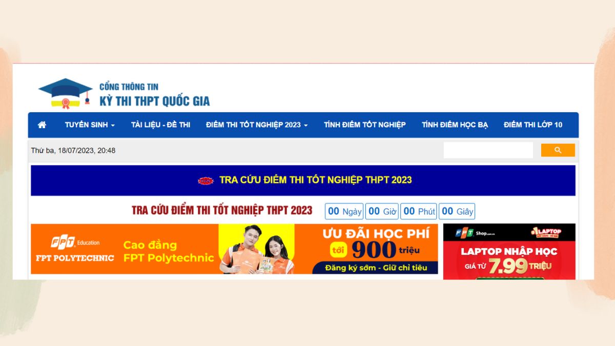 Tra cứu điểm thi tại Công thông tin kỳ thi THPT Quốc gia - bước 2