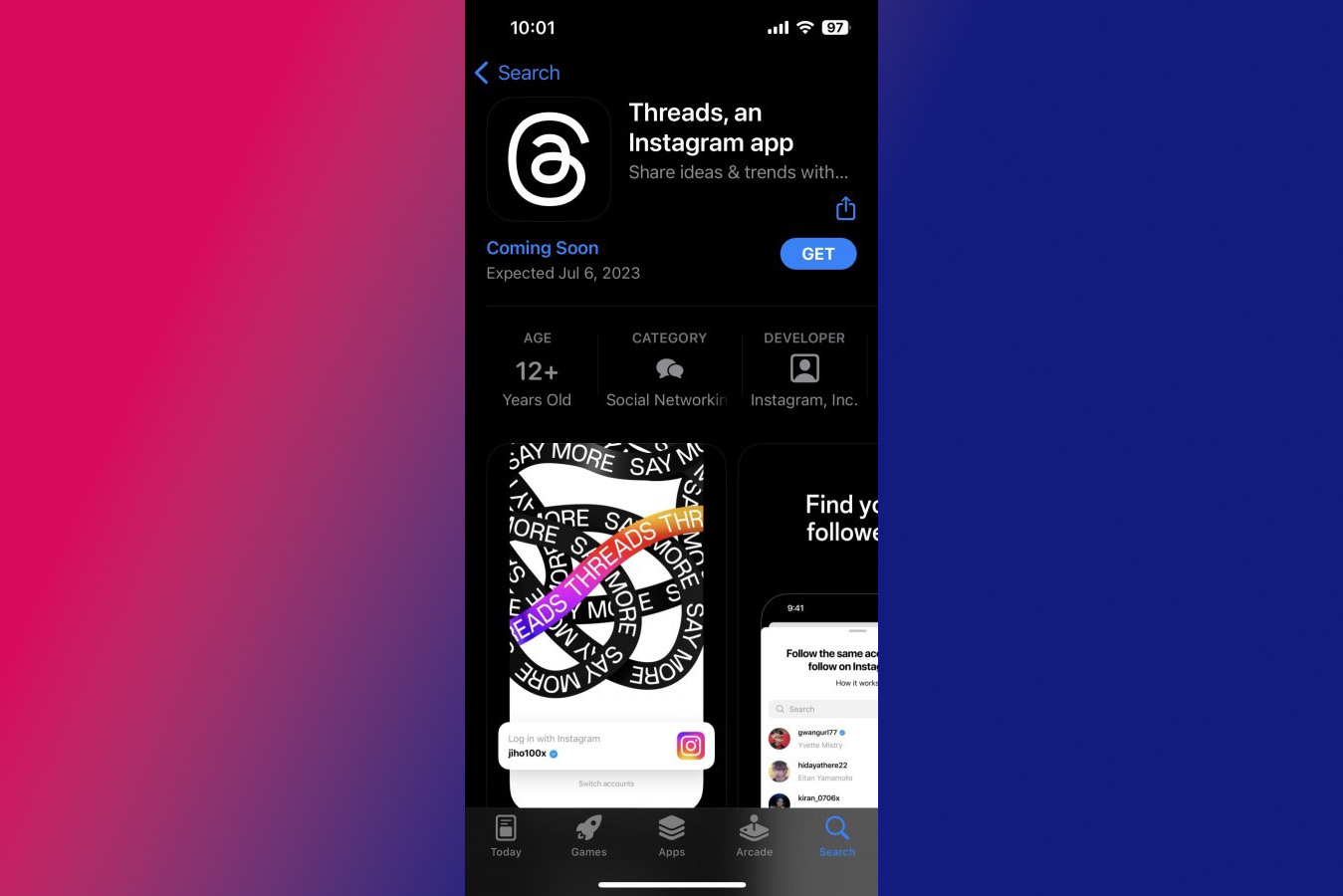 Meta Thread đã có trên App Store