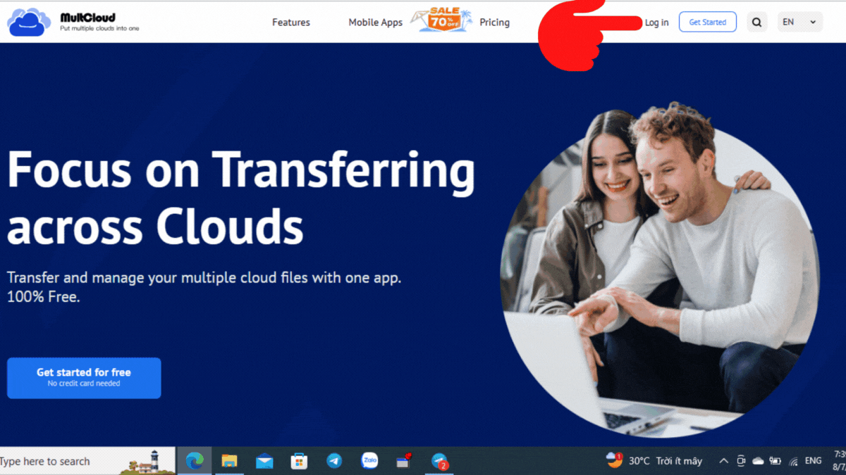 Cách sở hữu 500GB data traffic MultCloud lưu trữ dữ liệu miễn phí - Bước 3