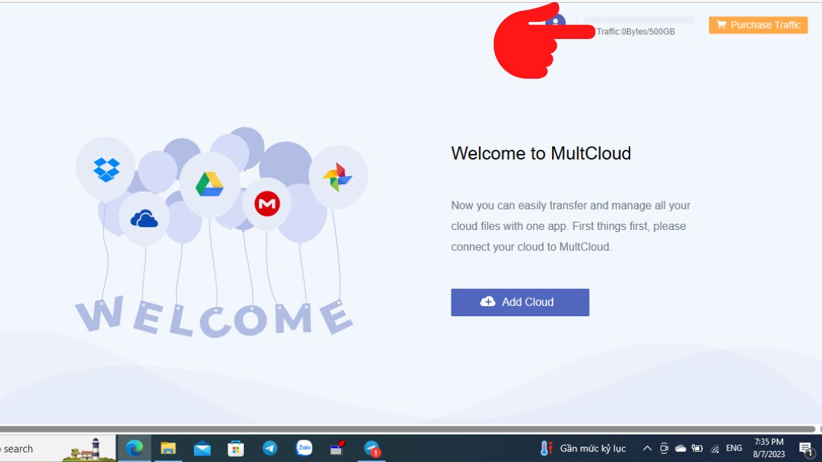Cách sở hữu 500GB data traffic MultCloud lưu trữ dữ liệu miễn phí - Bước 6