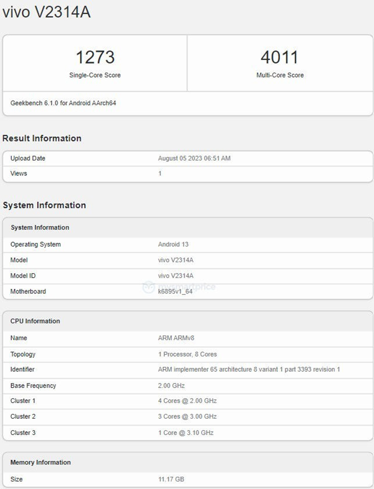 iQOO Z8 5G xuất hiện trên Geekbench
