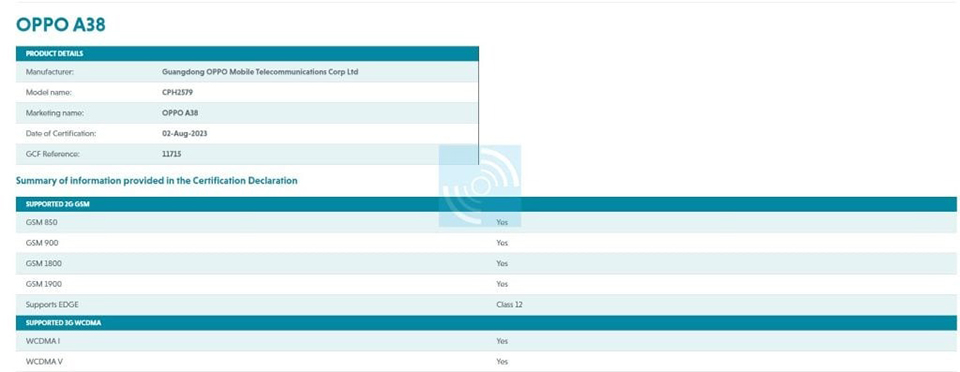 OPPO A38 đạt chứng nhận GCF