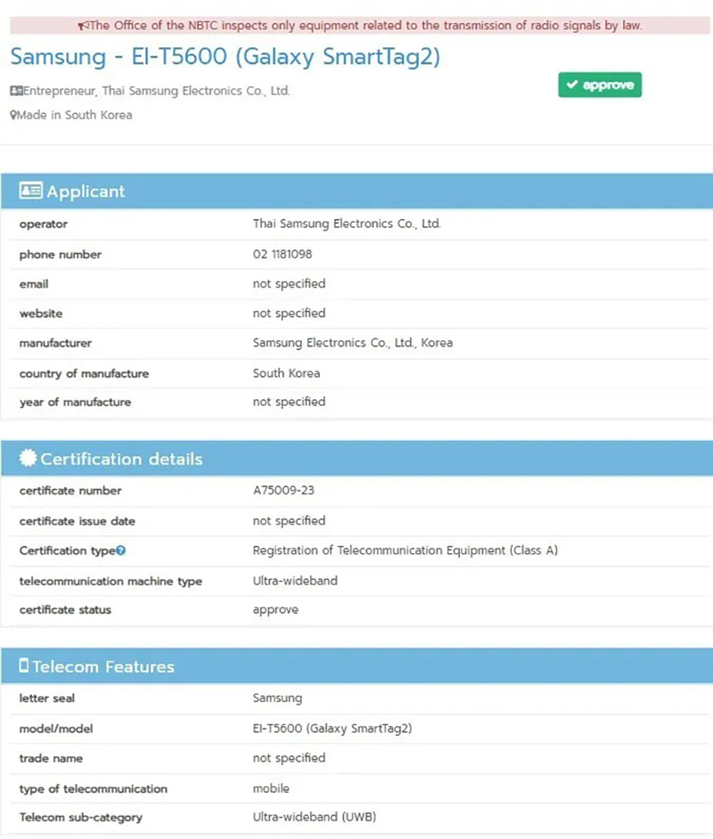 Galaxy SmartTag 2 đạt chứng nhận NBTC