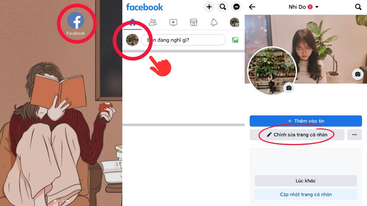 Cách đổi ngày sinh trên facebook bằng điện thoại bước 1