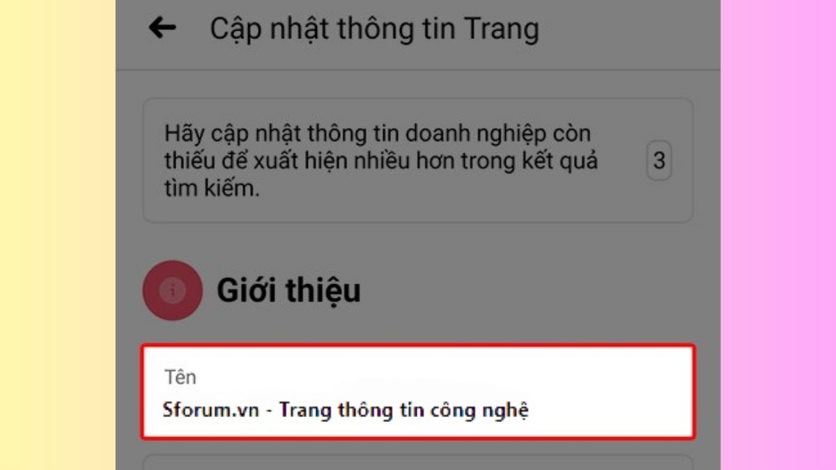 Cách đổi tên trang Fanpage Facebook online trên điện thoại bước 3