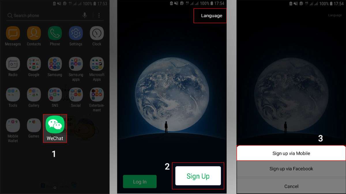 Bước 1: Cách đăng ký tài khoản WeChat