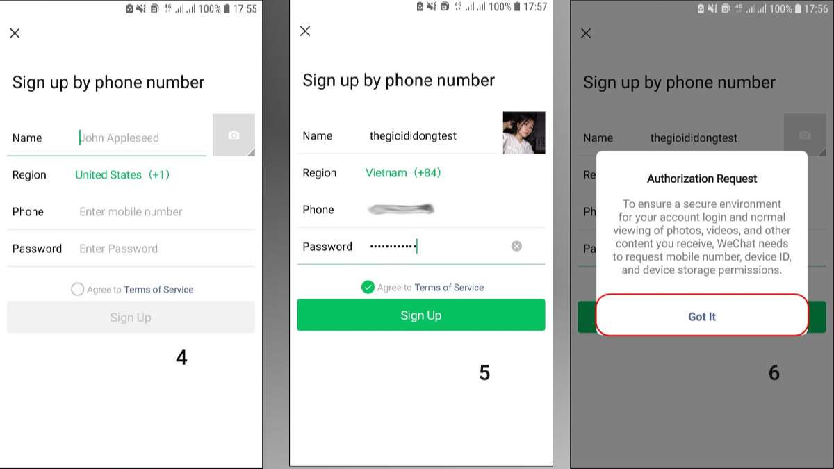 Bước 2: Cách đăng ký tài khoản WeChat
