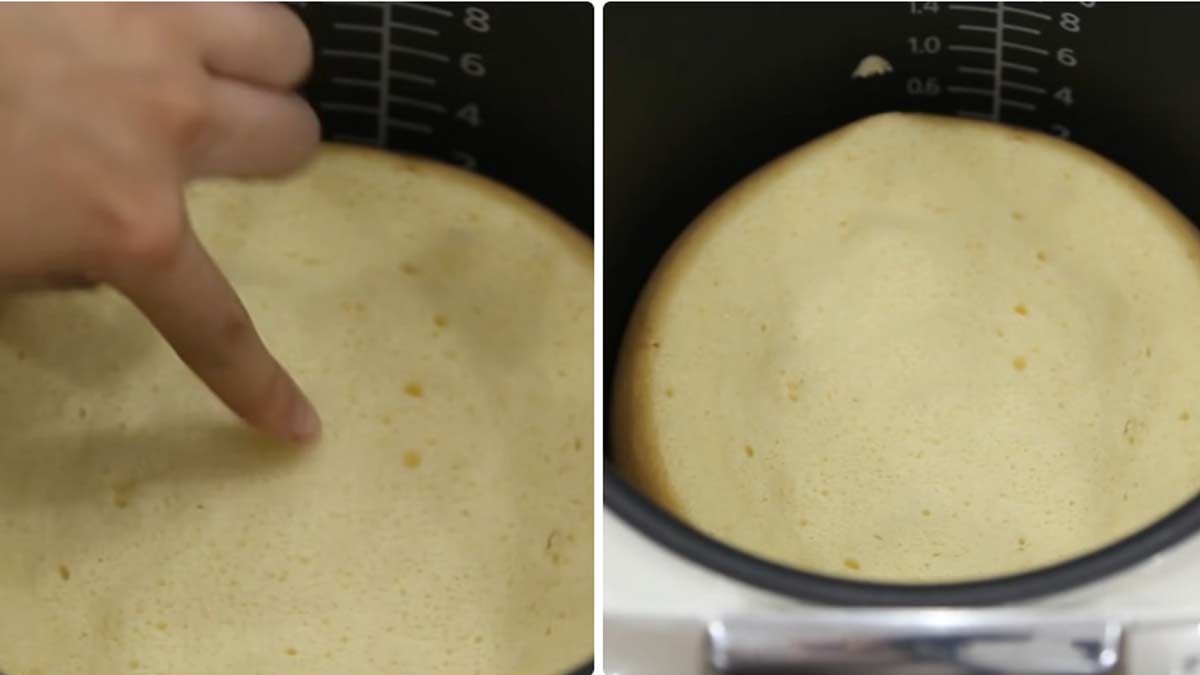 Cách làm bánh bông lan bằng nồi cơm điện đơn giản bước 5