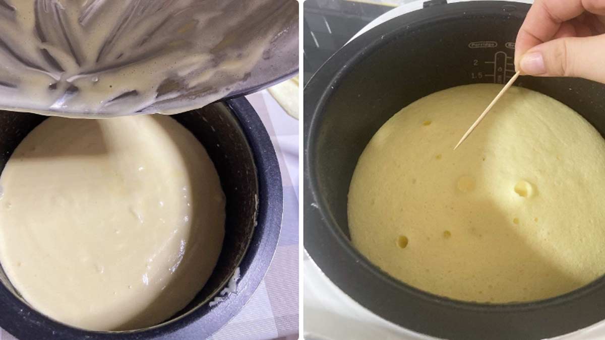 Cách làm bánh bông lan hấp xốp mịn bằng nồi cơm điện bước 4