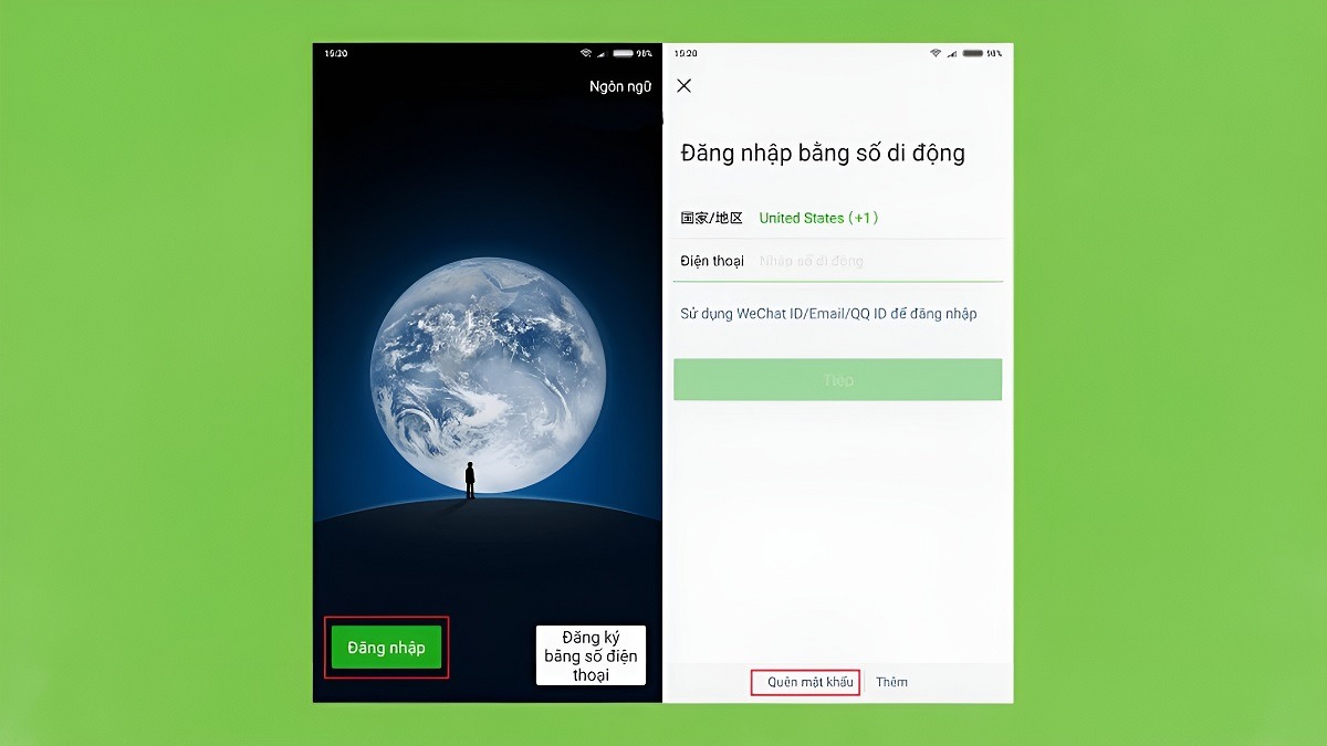 Bước 1: Cách lấy lại mật khẩu Wechat bằng email