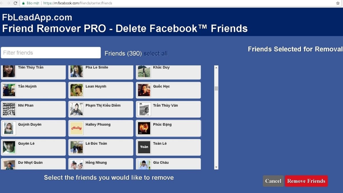 Cách lọc bạn bè không tương tác trên Facebook bằng Friend Remover Pro bước 2