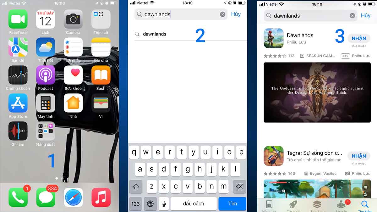 Cách tải Dawnlands trên điện thoại IOS