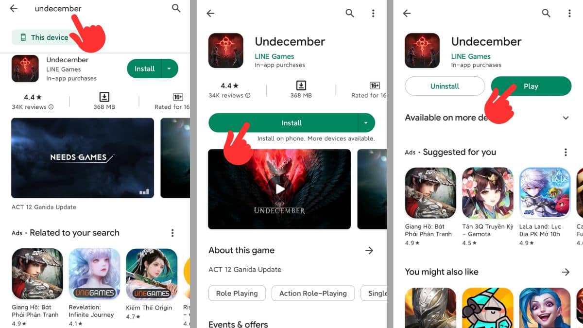 Hướng dẫn cách tải game Undecember trên điện thoại Android