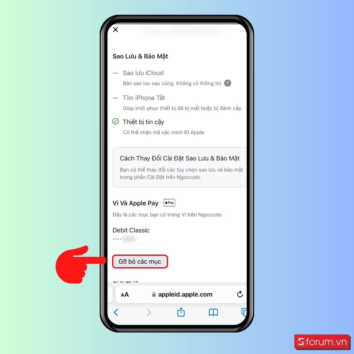 Tắt tính năng Apple Pay từ xa - bước 4
