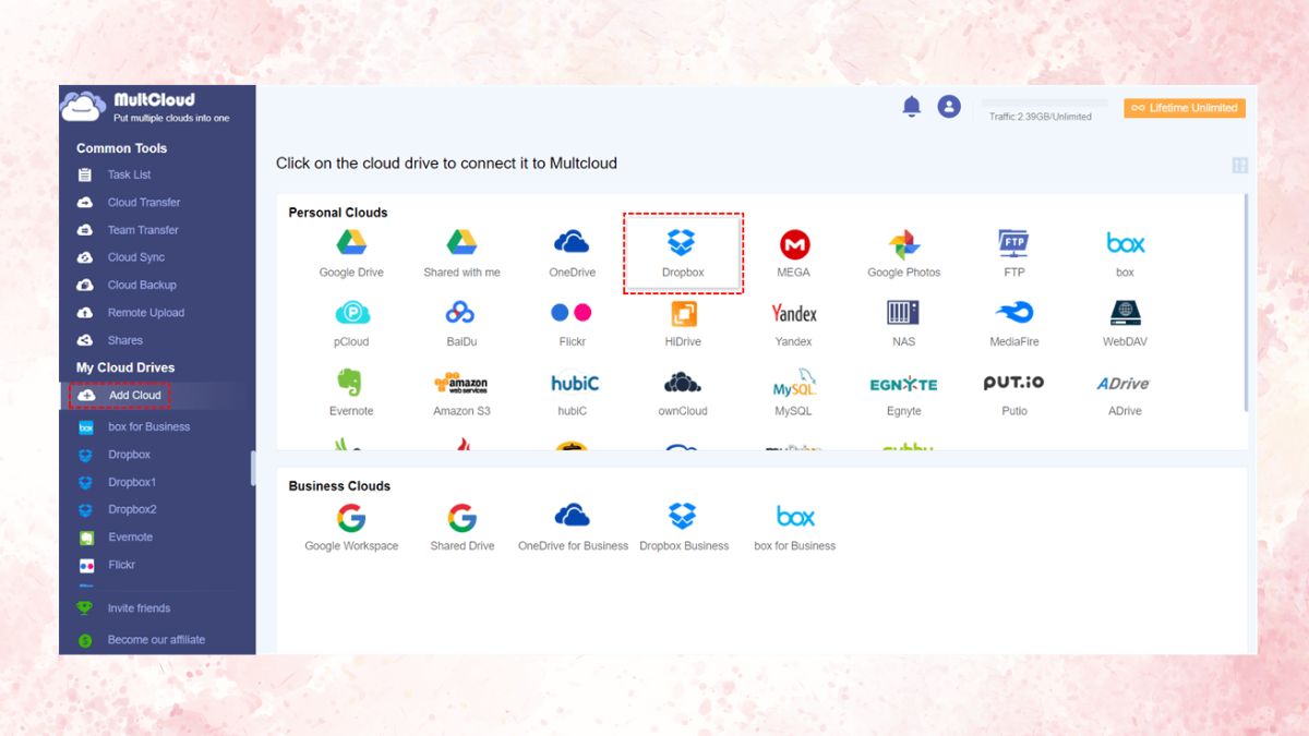 Hướng dẫn chuyển file từ Dropbox sang Google Drive - bước 1