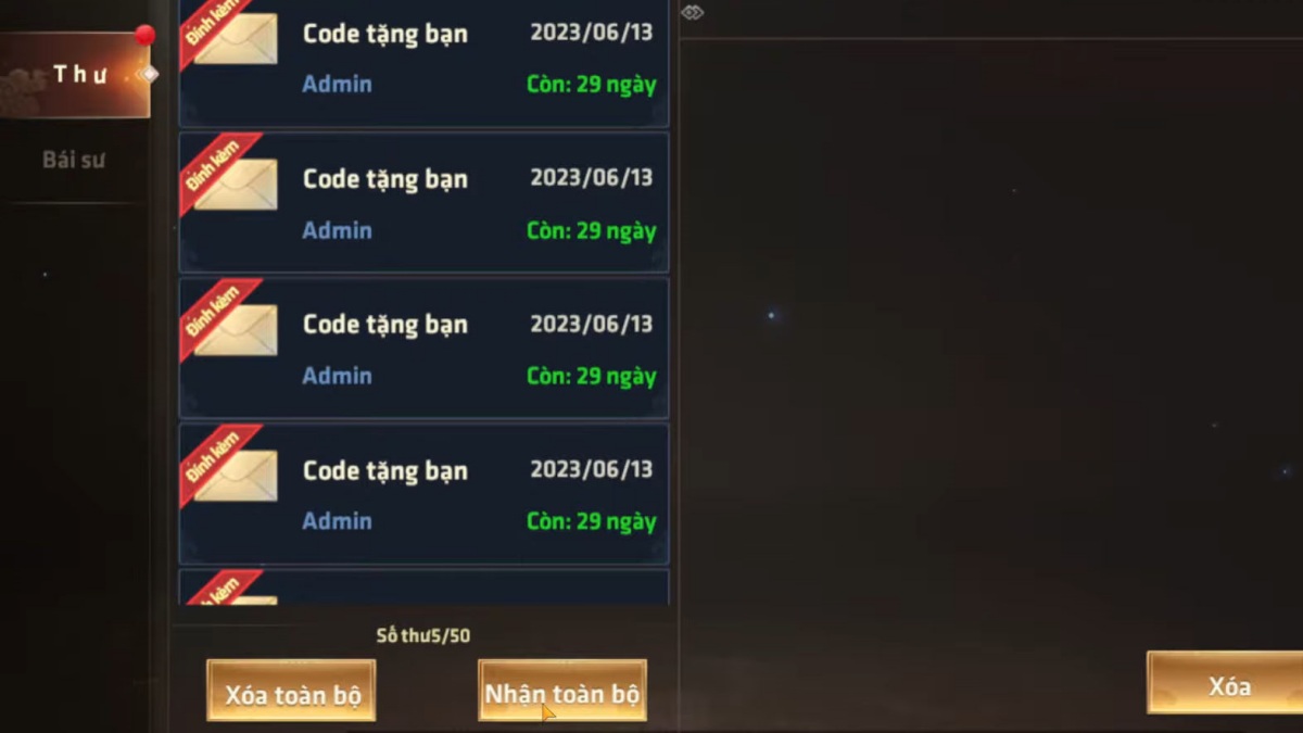 Hướng dẫn cách nhập code Hoa và Kiếmbước 5