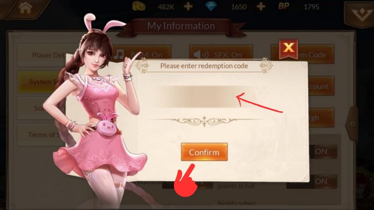 Hướng dẫn cách nhập code Soul Land Reloaded bước 3