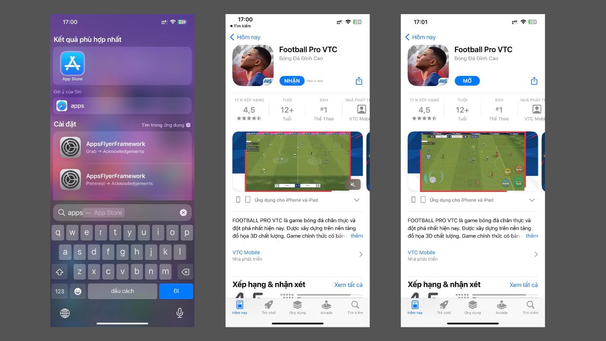 Cách tải Football Pro VTC trên điện thoại IOS