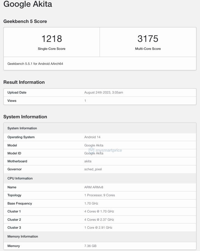 Google Pixel 8a xuất hiện trên Geekbench với bộ vi xử lý Tensor G3
