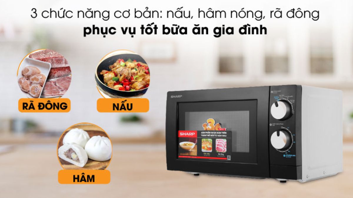 Lò vi sóng cơ không nướng SHARP R-208VN-WS 20L