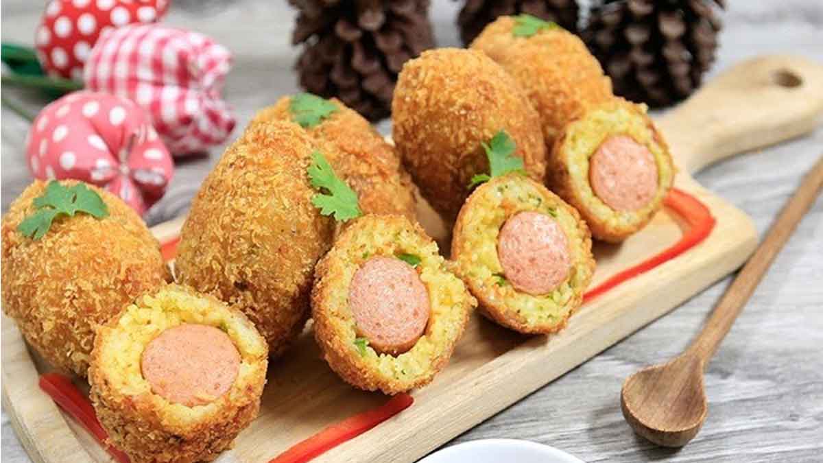 Món cơm viên chiên xù cho bé ăn sáng 