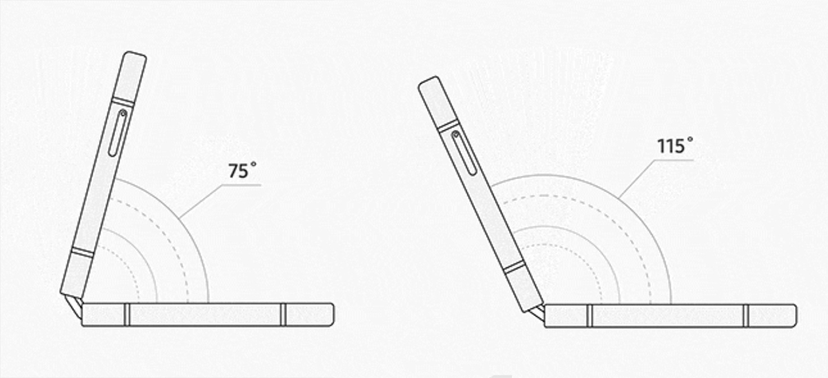 Minh họa góc mở 75º và 115º của Galaxy Z Flip5