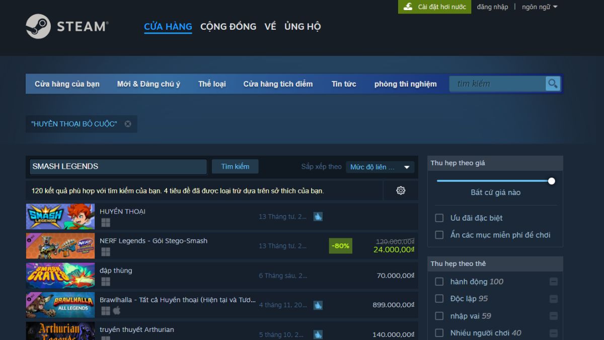 Hướng dẫn cách tải SMASH LEGENDS trên máy tính bằng Steam bước 2