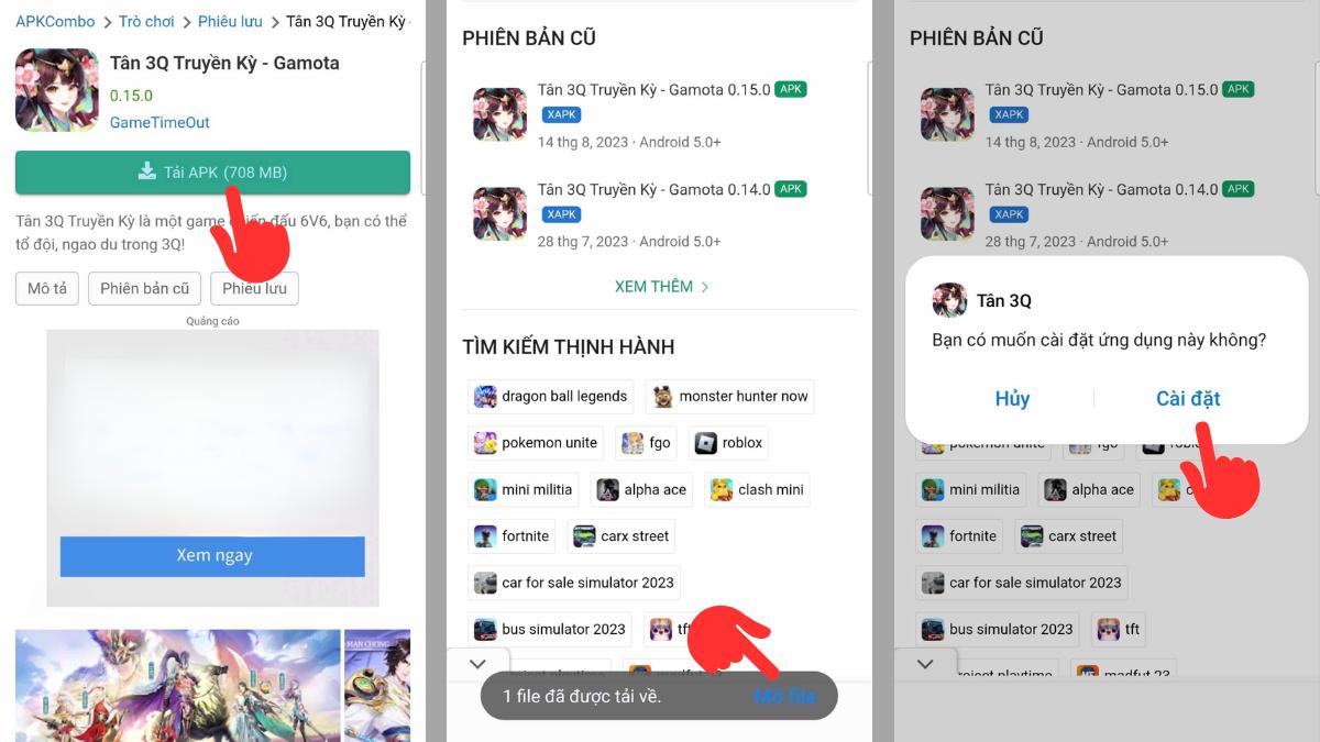 Cách tải Tân 3Q Truyền Kỳ trên Android từ file APK 