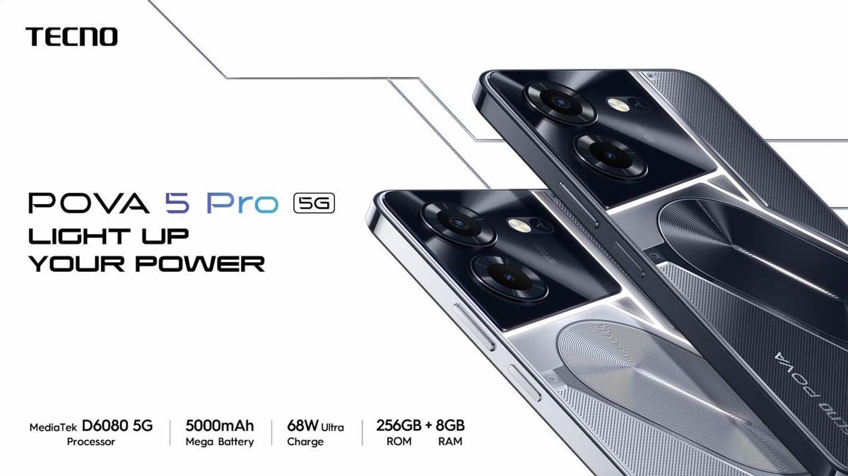 Tecno Pova 5 Pro ra mắt: MediaTek Dimensity 6080, LED RGB, giá 4.6 ...