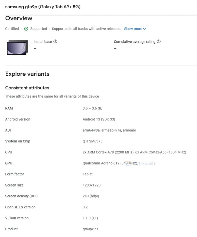 Galaxy Tab A9+ được xác nhận dùng chip Snapdragon 695