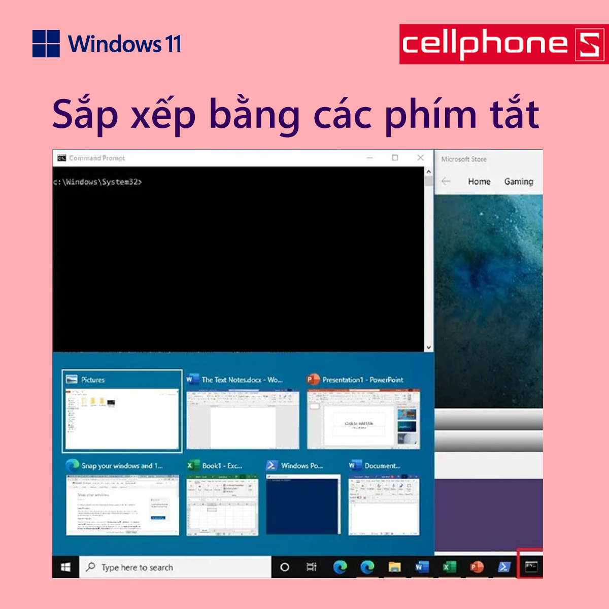 Sắp xếp bằng các phím tắt
